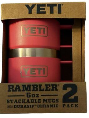YETI Rambler 6oz Stackable Mugs 2 Pack “Tropical Pink” NEW